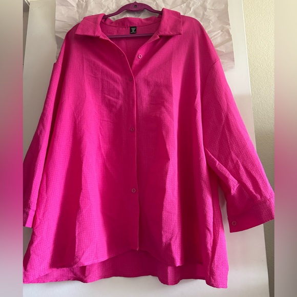 Shein Curve Oversized textured long sleeve button down blouse Sz 3x - Picture 7 of 7